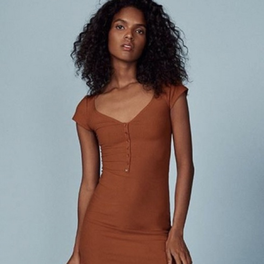 SOLD-Reformation Ribbed Mini Dress - Picture 1 of 5